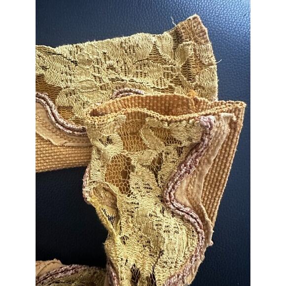 Y2K Free People Mustard Yellow Synergy Thermal Crochet Cuff Lace Knit XS - Picture 12 of 13